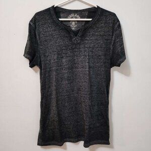 Mens Relaxed Fit Distressed Black Short Sleeve Shirt Medium b20